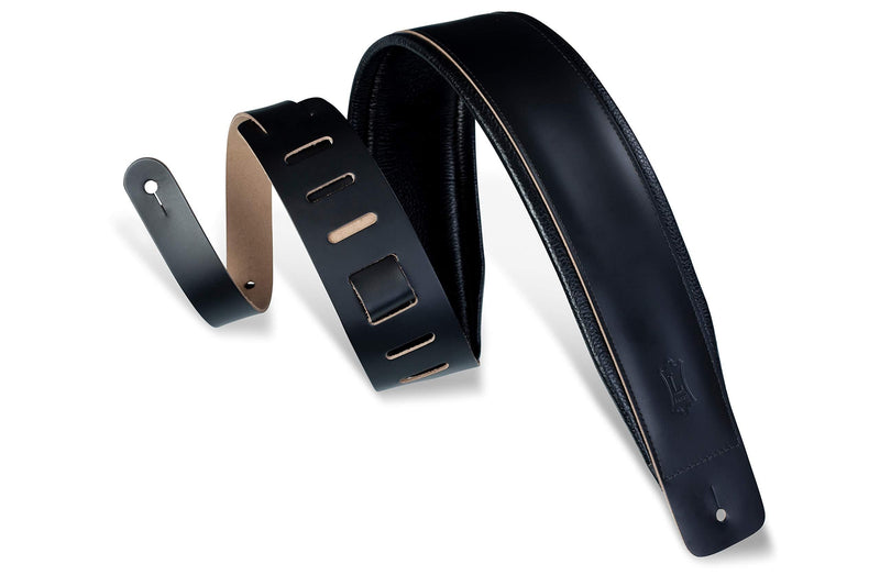 Levy's Leathers 3" Leather Guitar Strap with Foam Padding and Garment Leather Backing; Black (DM1PD-BLK)