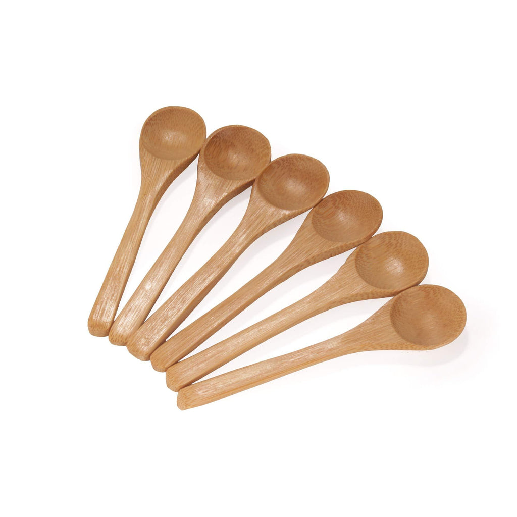 BambooMN Brand - Carbonized Brown 3.9" Round Head Small Solid Bamboo Spice/Salt/Sugar Spoons, 10pcs 1 3.9-Inch Round-Carbonized Brown