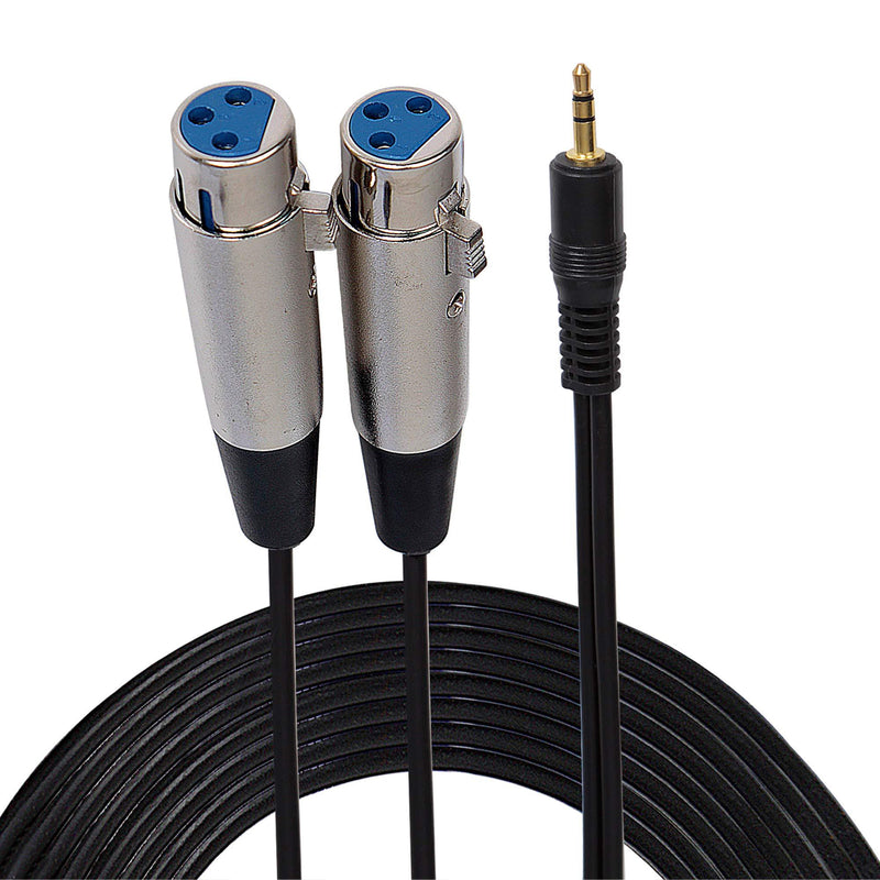 [AUSTRALIA] - XLR Y Adapter Cable Splitter - 6 Ft 12 Gauge 3.5mm Male to Dual Female XLR Jacks w/ Metal Connectors to Connect iPhone, iPod or MP3 Player to Mixing Console or Powered Speakers Set - Pyle PCBL38FT6 
