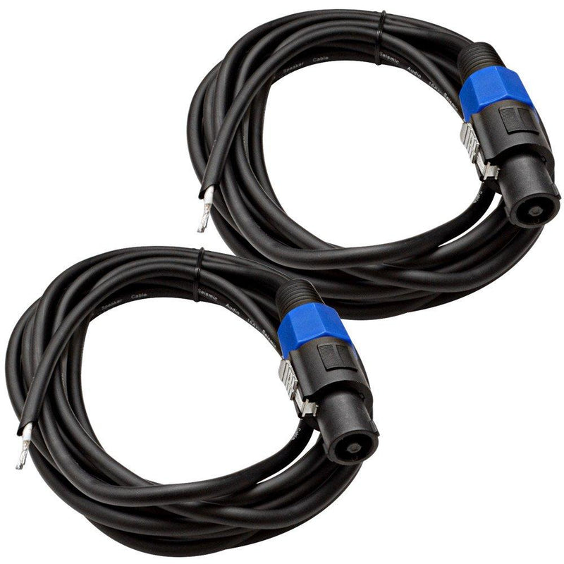 Seismic Audio SPRW15Pair 15-Feet Raw Wire to Speakon Speaker Cable, 16 Guage, PA/DJ/Home Audio 15 Feet - 2 Pack