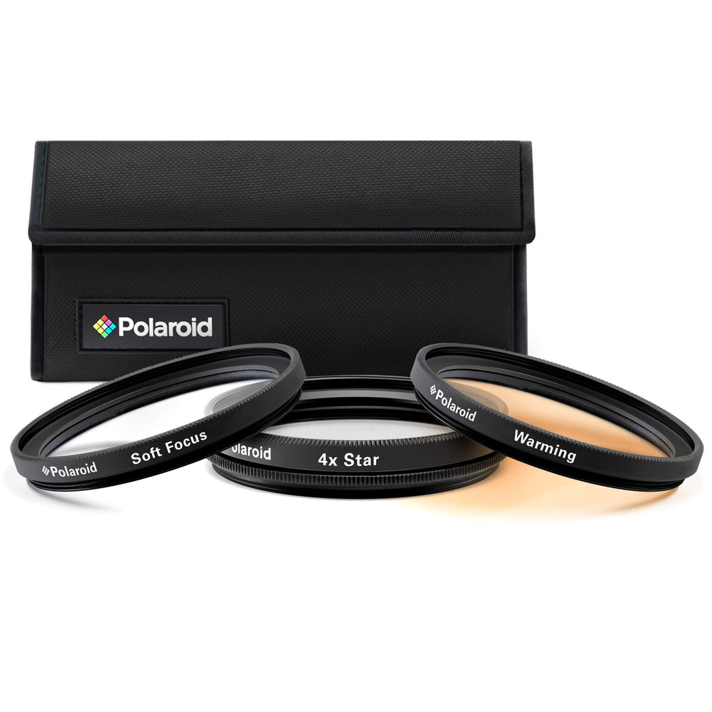 Polaroid Optics 77mm 3-Piece Special Effect Filter Kit Includes Soft Focus, 4 point Star Effect, Warming W/Nylon Carry Case – Compatible w/All Popular Camera Lens Models 77 mm