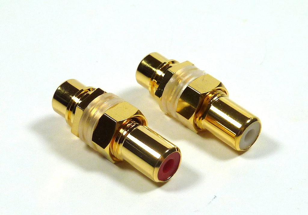 1-Pr Philmore Gold RCA To RCA Bulkhead Female Jacks, Red and White Panel Mount