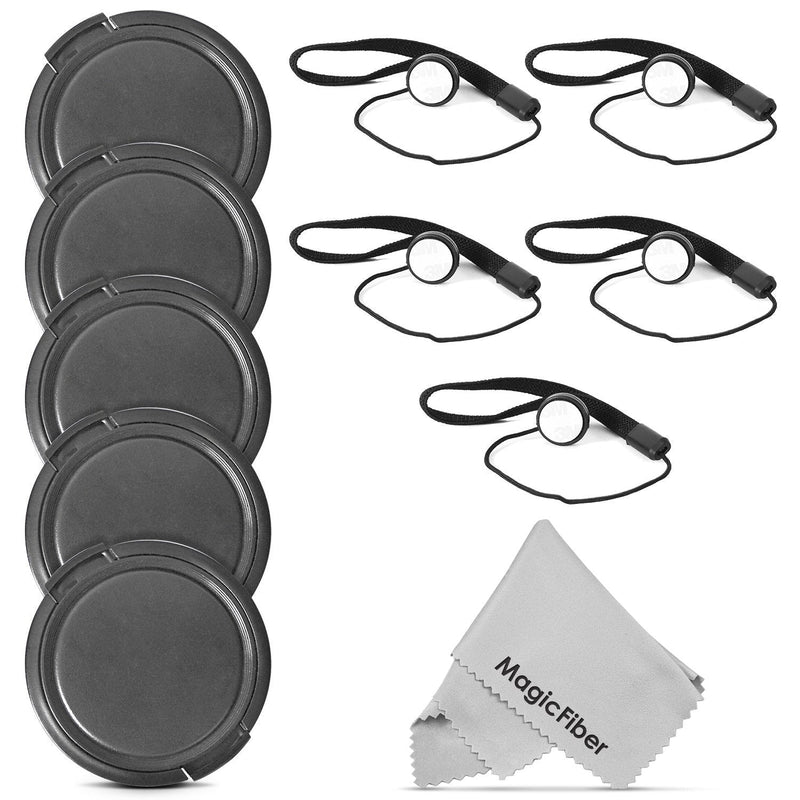 (10 Pcs Bundle) 5 Snap- On Lens Cap (72mm) and 5 Cap Keeper Leash for Canon, Nikon, Sony and Any Other 72mm Camera Lens