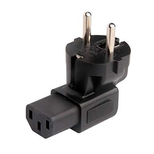 SF Cable, IEC 60320-C13 3 Prong Receptacle to Standard 3 Prong European Schuko CEE 7 Right Angle Plug Adapter