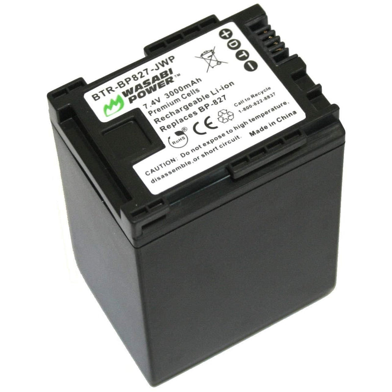 Wasabi Power Battery for Canon BP-827 (3000mAh) and Canon VIXIA HF G10, HF G20, HF M30, HF M31, HF M32, HF M40, HF M41, HF M300, HF M400, HF S10, HF S11, HF S20, HF S21, HF S30, HF S100, HF S200, HF10, HF11, HF20, HF21, HF100, HF200, HG20, HG21, HG30, ...