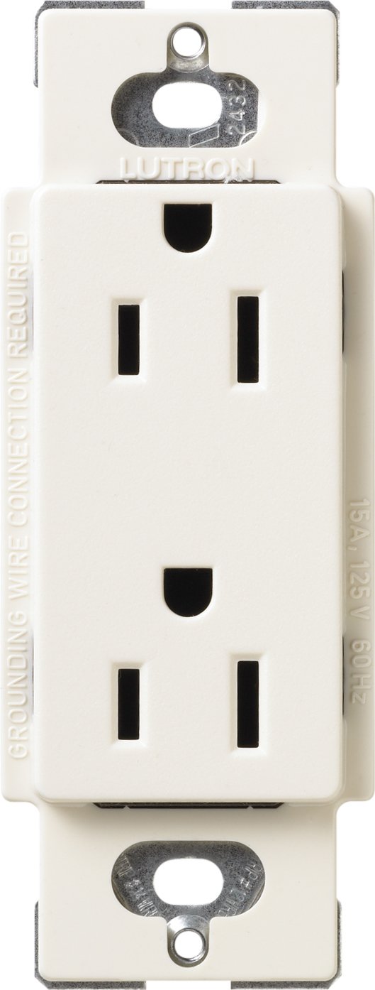 Lutron SCRS-15-TR-BI Satin Colors 15-Amp Tamper Resistant Receptacle, Biscuit