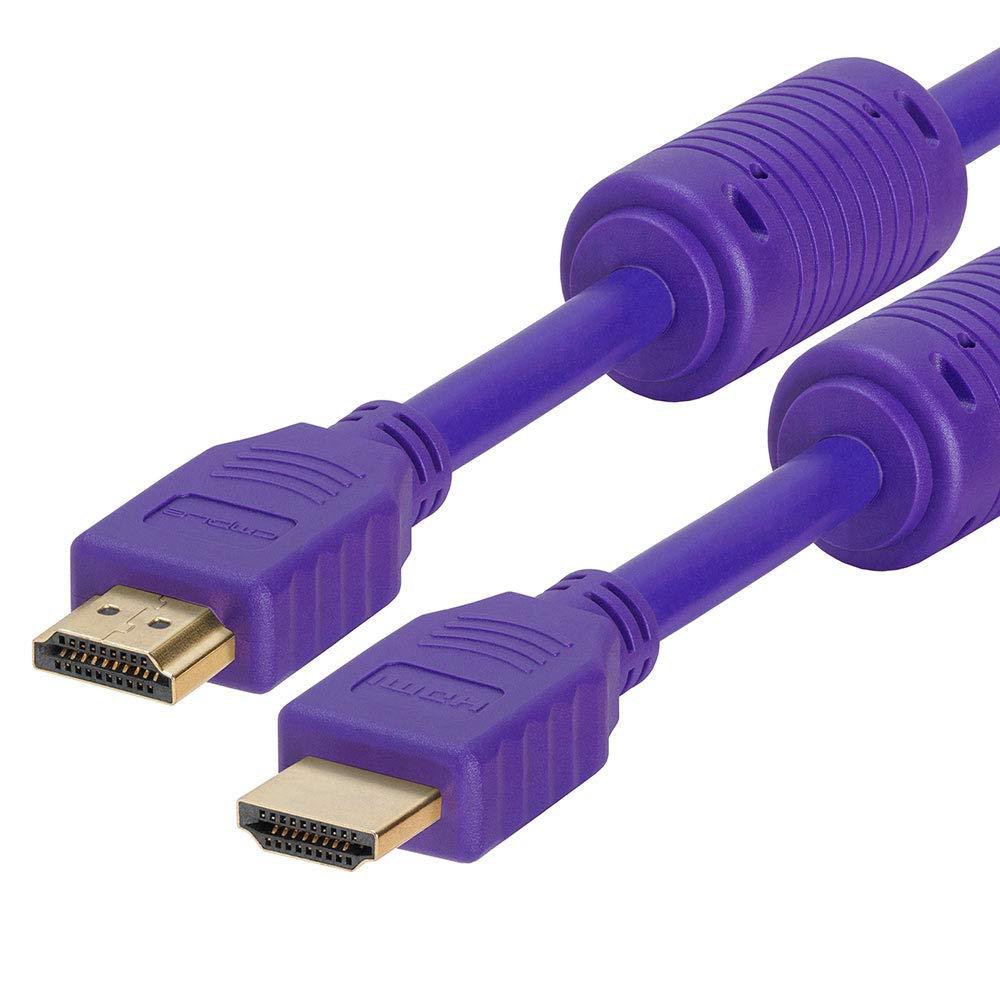 Cmple - HDMI Cable 3FT High Speed HDTV Ultra-HD (UHD) 3D, 4K @60Hz, 18Gbps 28AWG HDMI Cord Audio Return 3 Feet Purple