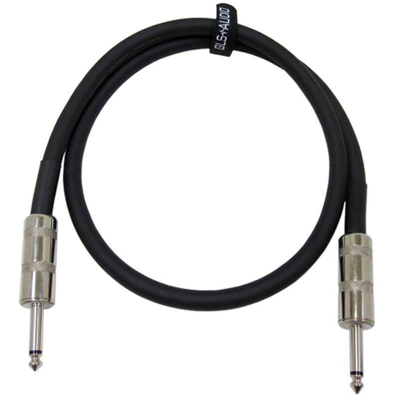 GLS Audio Speaker Cable 1/4" to 1/4" - 12 AWG Professional Bass/Guitar Speaker Cable for Amp - Black, 3 Ft. 3 Ft.