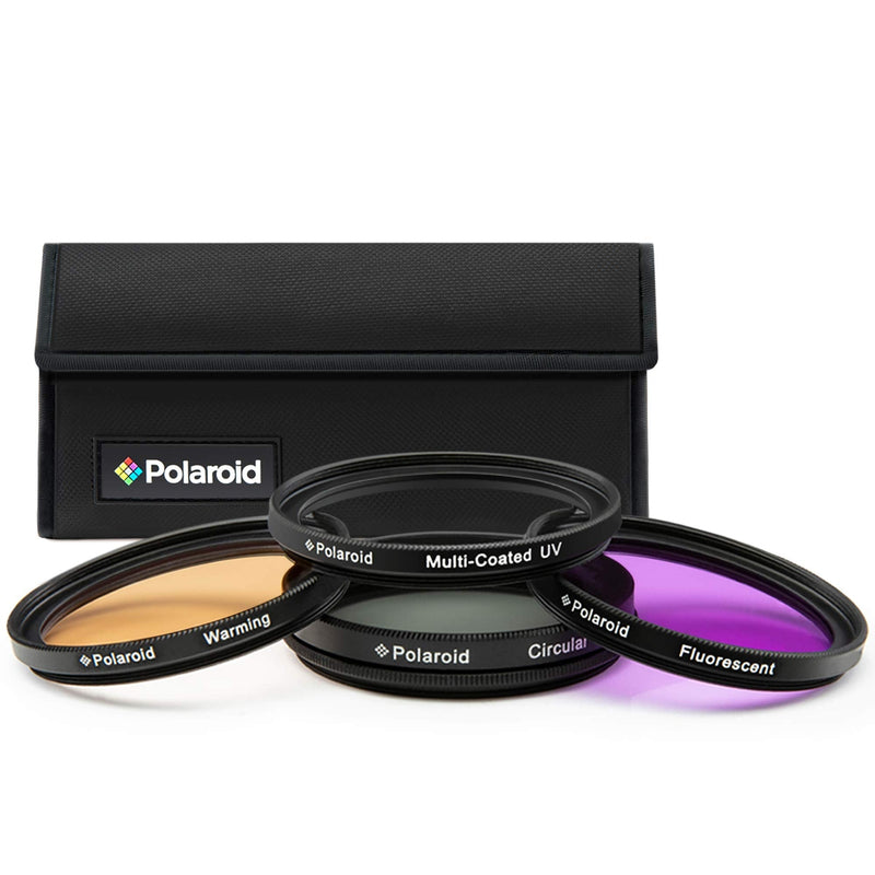 Polaroid Optics 55mm 4-Piece Filter Kit Set [UV,CPL, Warming,& FLD] includes Nylon Carry Case – Compatible w/ All Popular Camera Lens Models