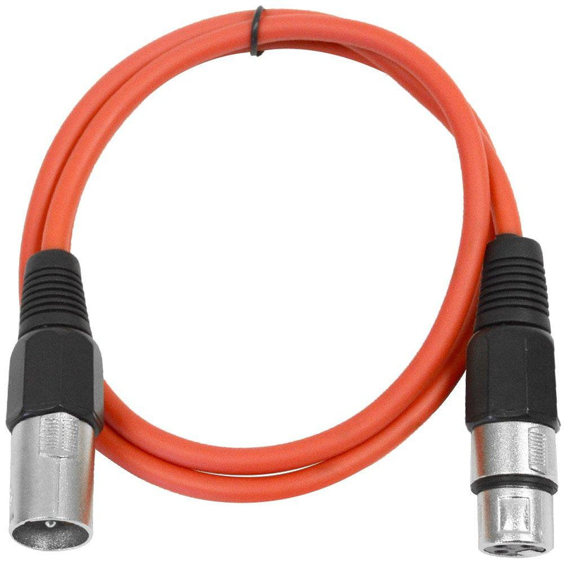 SEISMIC AUDIO - SAXLX-2 - 2' Red XLR Male to XLR Female Patch Cable - Balanced - 2 Foot Patch Cord