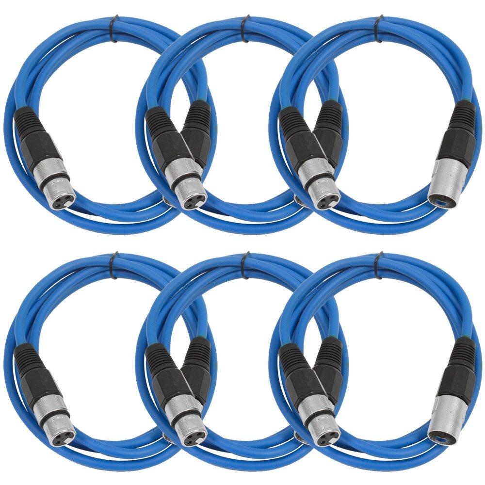 [AUSTRALIA] - SEISMIC AUDIO - SAXLX-6 - 6 Pack of 6' Blue XLR Male to XLR Female Patch Cables - Balanced - 6 Foot Patch Cords 