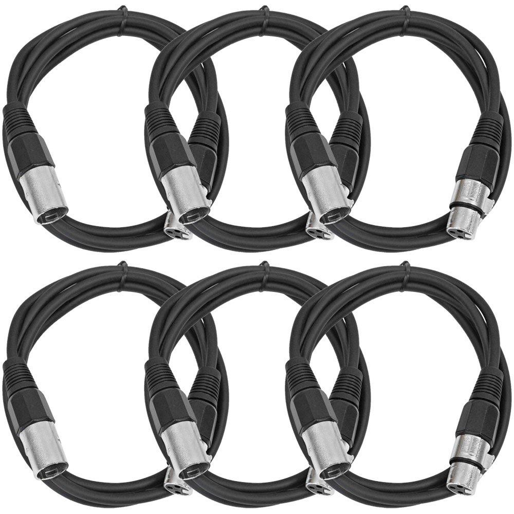 [AUSTRALIA] - SEISMIC AUDIO - SAXLX-6 - 6 Pack of 6' Black XLR Male to XLR Female Patch Cables - Balanced - 6 Foot Patch Cords 