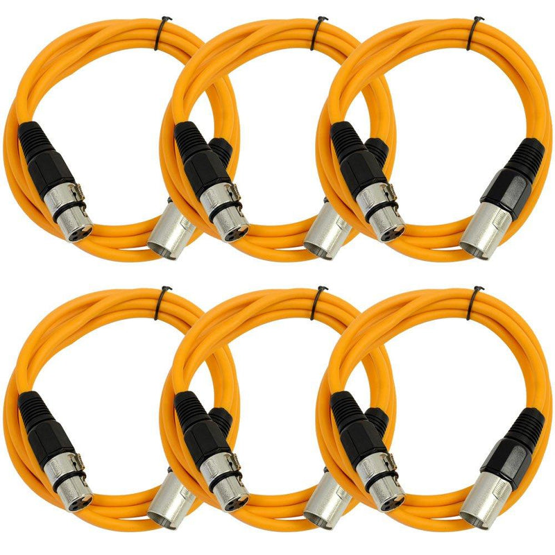[AUSTRALIA] - SEISMIC AUDIO - SAXLX-6 - 6 Pack of 6' Orange XLR Male to XLR Female Patch Cables - Balanced - 6 Foot Patch Cords 