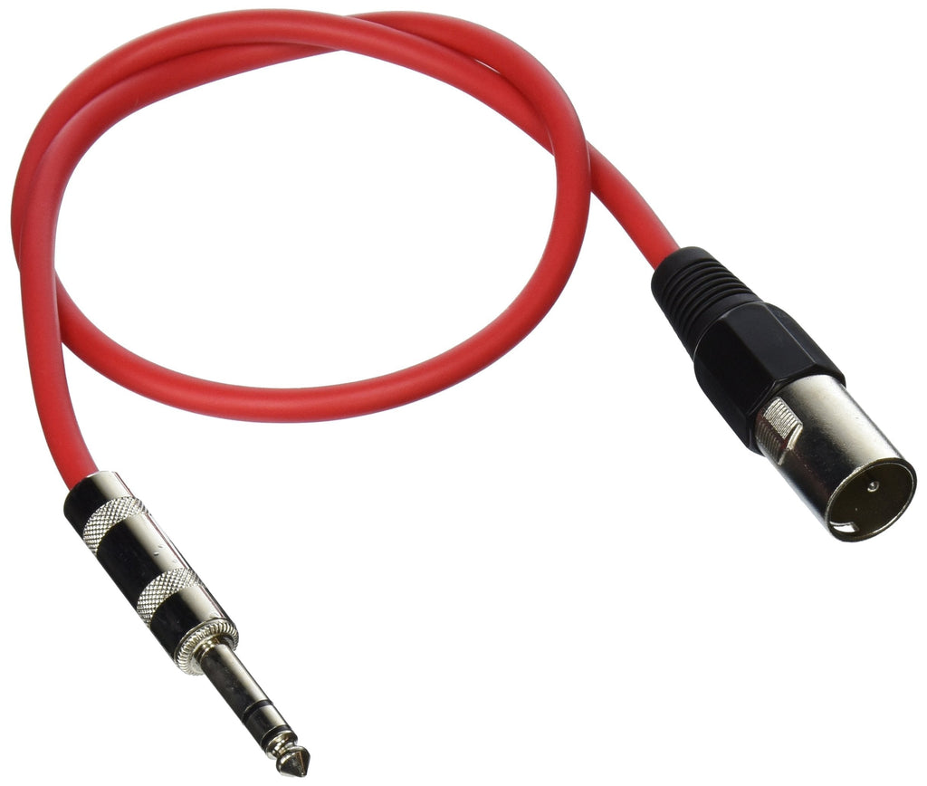 [AUSTRALIA] - Seismic Audio - SATRXL-M2 - Red 2' XLR Male to 1/4" TRS Patch Cable 