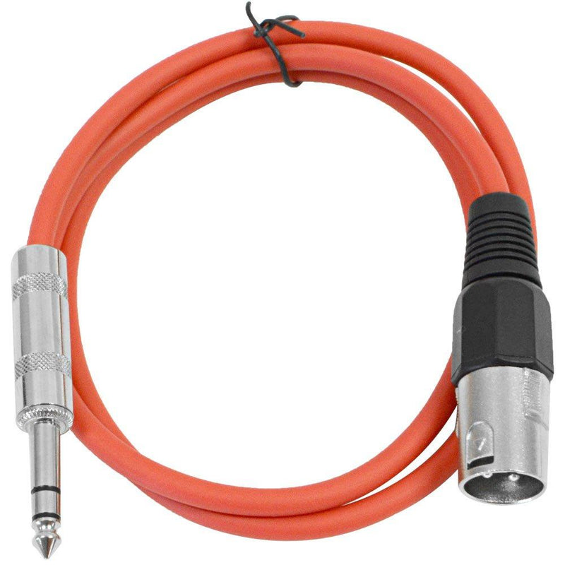 [AUSTRALIA] - Seismic Audio - SATRXL-M3 - Red 3' XLR Male to 1/4" TRS Patch Cable 