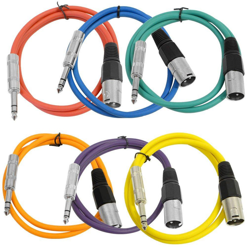 [AUSTRALIA] - Seismic Audio SATRXL-M3BGORYP 3-Feet XLR Male to 1/4-Inch TRS Patch Cables - Multiple Colors 