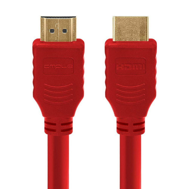 Cmple - HDMI Cable 3FT High Speed HDTV Ultra-HD (UHD) 3D, 4K @60Hz,18Gbps 28AWG HDMI Cord Audio Return 3 Feet Red