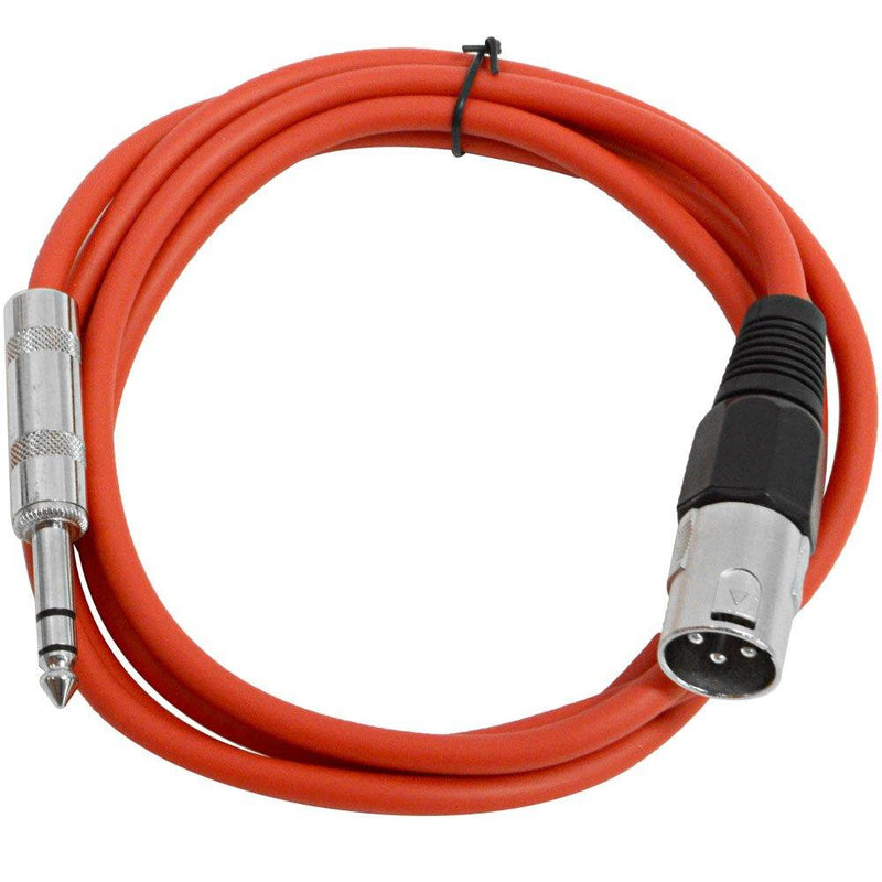 [AUSTRALIA] - Seismic Audio - SATRXL-M6 - Red 6' XLR Male to 1/4" TRS Patch Cable 