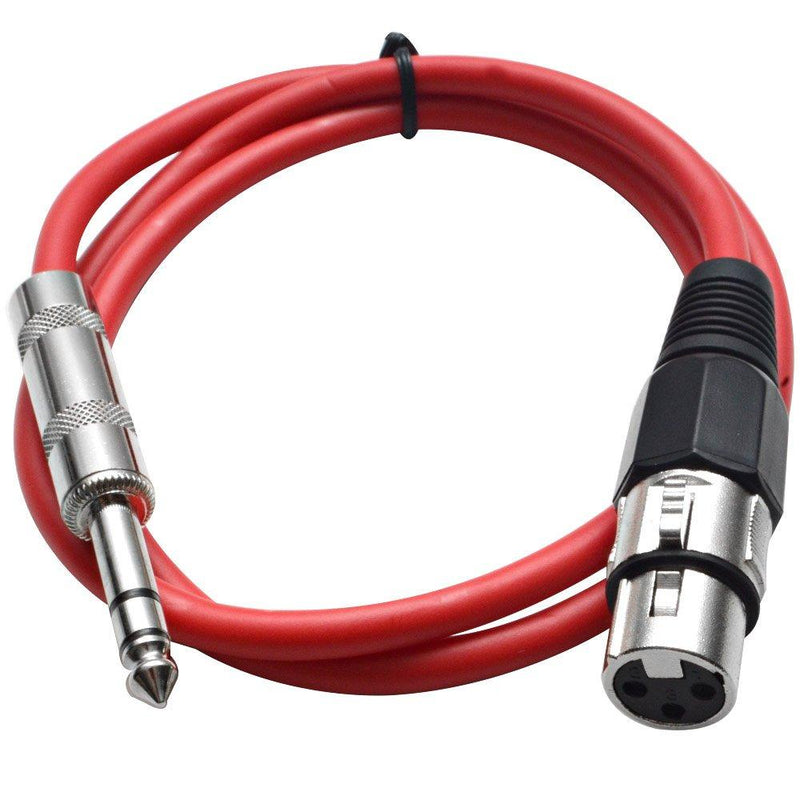 [AUSTRALIA] - Seismic Audio - SATRXL-F2 - Red 2' XLR Female to 1/4" TRS Patch Cable 