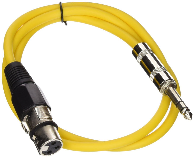 Seismic Audio - SATRXL-F3 - Yellow 3' XLR Female to 1/4" TRS Patch Cable