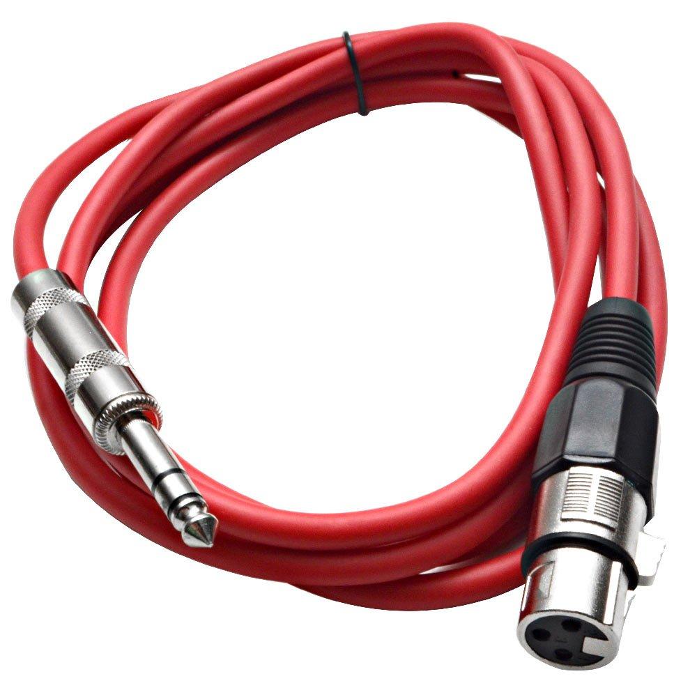 Seismic Audio - SATRXL-F6 - Red 6' XLR Female to 1/4" TRS Patch Cable 6 Foot