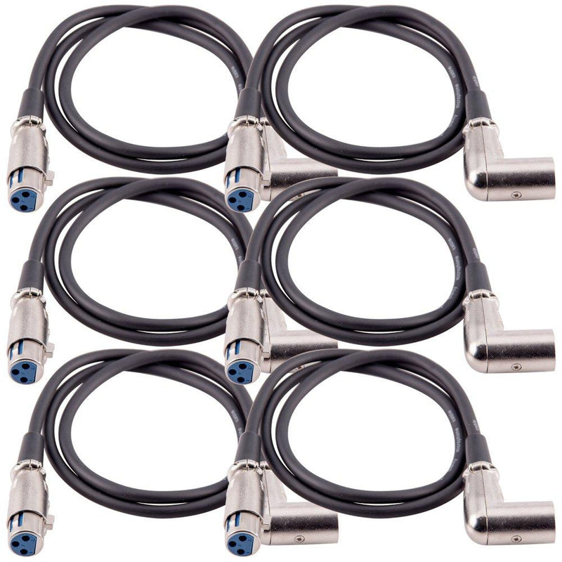 [AUSTRALIA] - SEISMIC AUDIO - XLRRS2-6 Pack of 3' XLR Female to Right Angle Male Patch Cables 