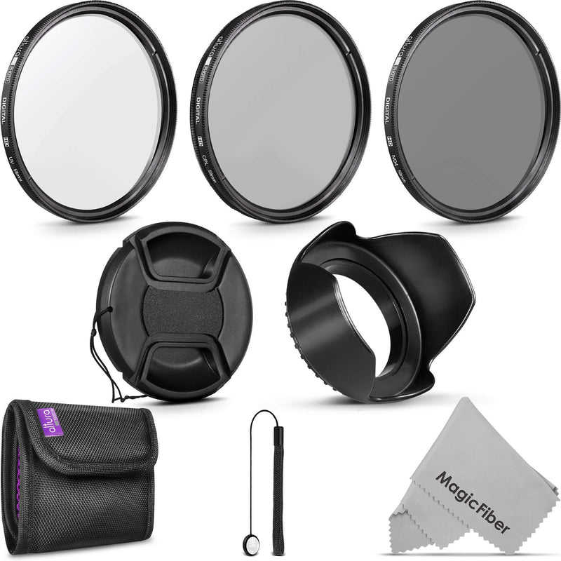 58MM Altura Photo UV CPL ND4 Professional Lens Filter Kit and Accessory Set for Canon and Nikon Lenses with a 58mm Filter Size