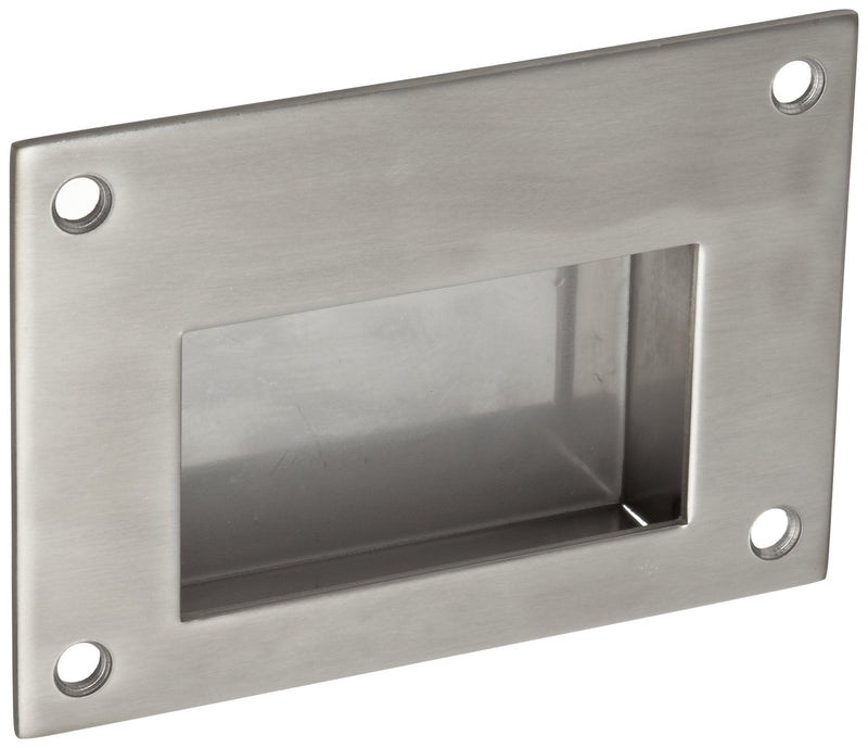 Monroe Stainless Steel 316 Recessed Pull Handle , Non-Threaded Through Holes, Dull Finish, 3-1/2" Mounting Hole Center to Center, 7/8" Projection, Silver Color (Pack of 1)