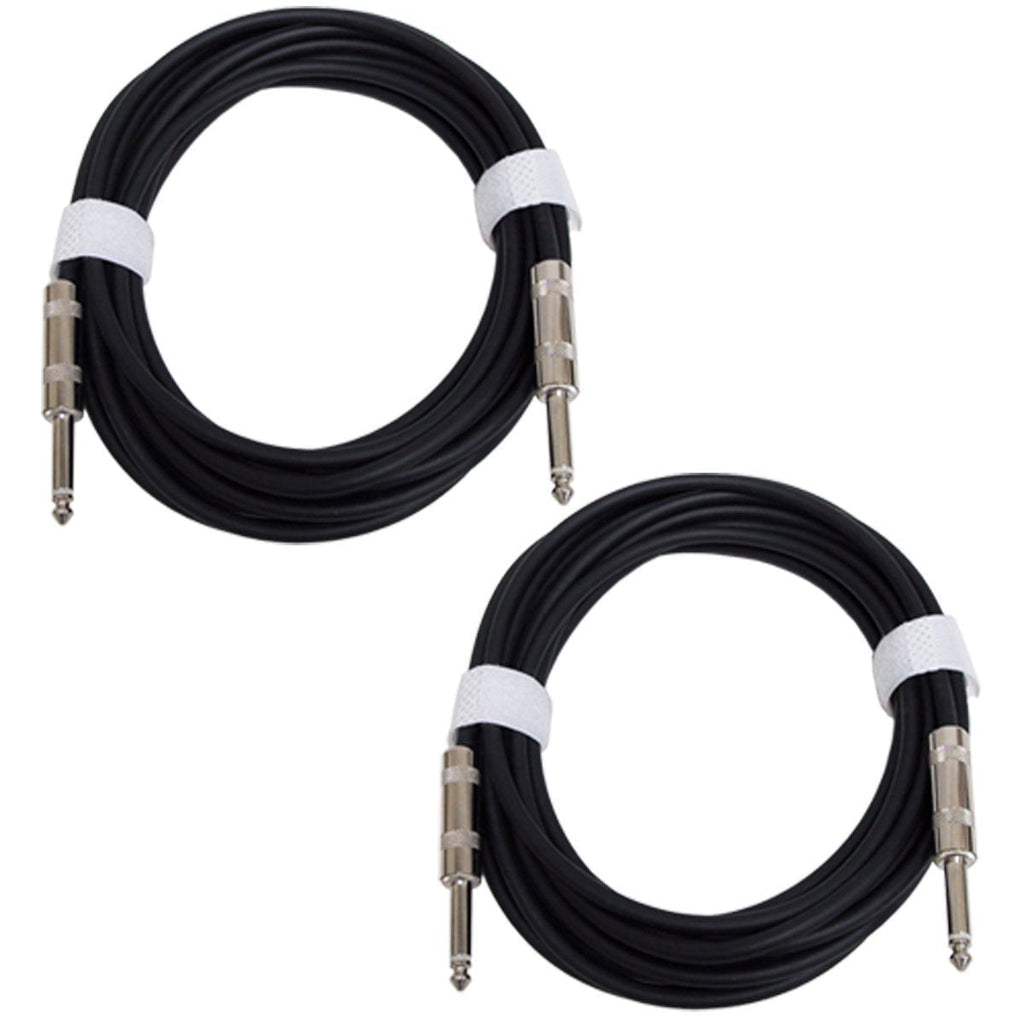 [AUSTRALIA] - GLS Audio 20ft Guitar Instrument Cables - 1/4" TS to 1/4" TS Black Rubber Cables - 20' PRO Guitar Cord - 2 Pack 