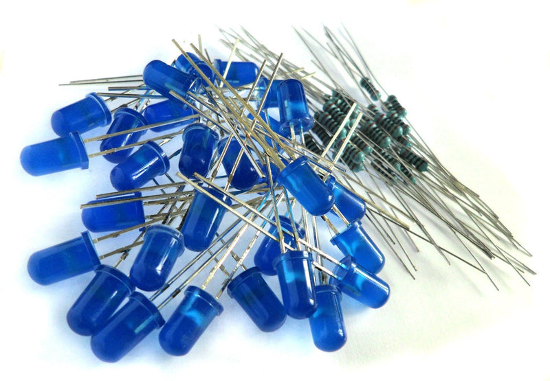 microtivity IL142 5mm Diffused Blue LED w/Resistors (Pack of 30)
