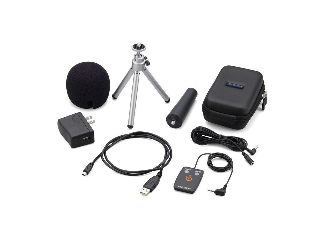 [AUSTRALIA] - Zoom APH-2n Accessory Pack for H2n Portable Recorder, Remote Control with Extension Cable, Foam Windscreen, USB AC Adapter, USB Cable, Adjustable Tripod Stand, Padded-Shell Case, and Mic Clip Adapter Black 