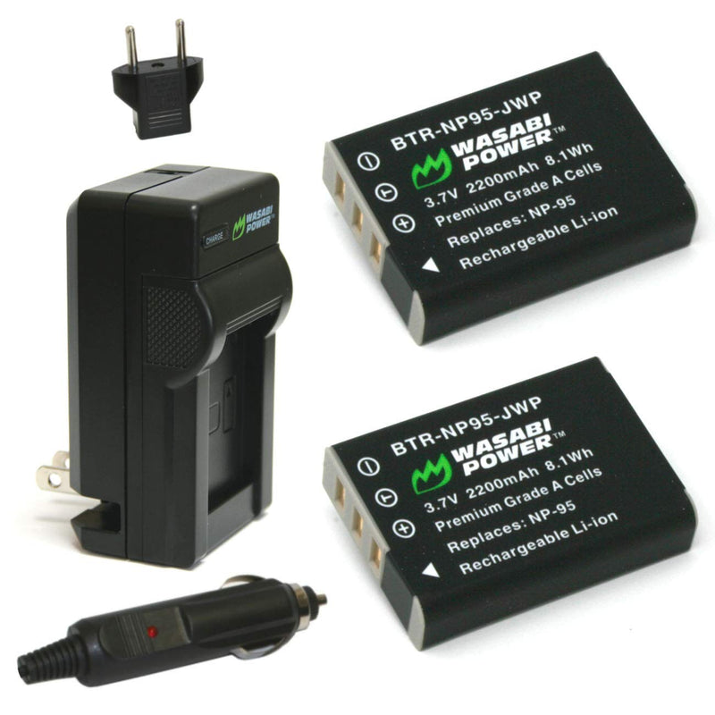[AUSTRALIA] - Wasabi Power Battery (2-Pack) and Charger for Fujifilm NP-95 and Fuji FinePix REAL 3D W1, X100, X100S, X-S1 