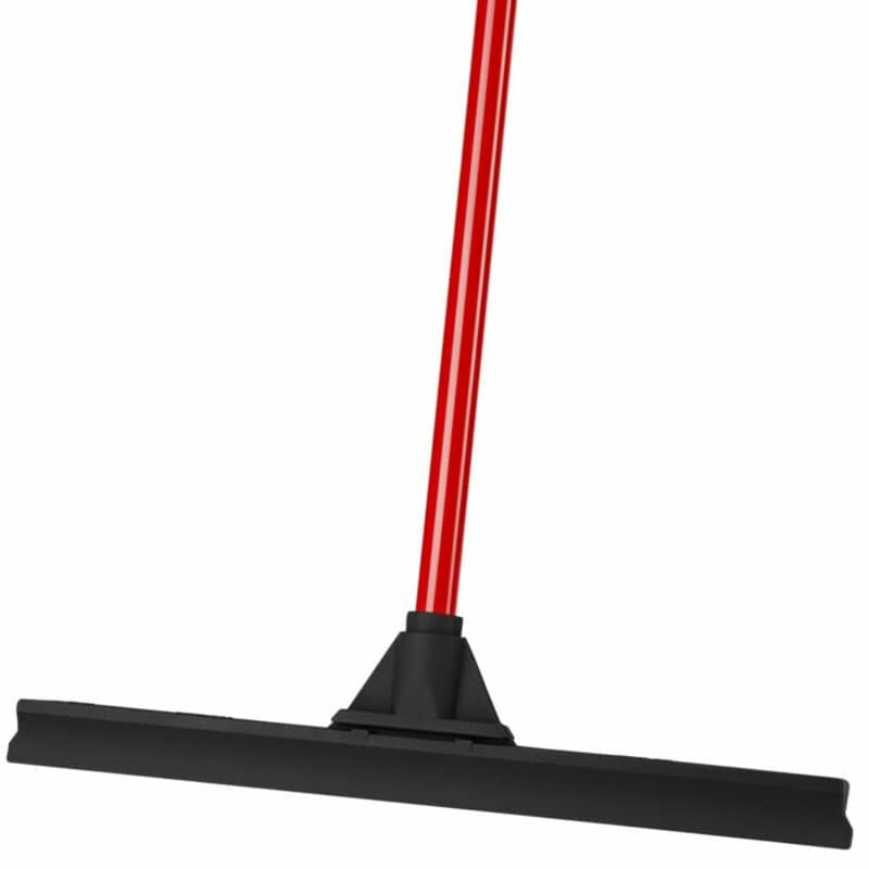 Heavy Duty Floor Scrubber Squeegee- 18.25” Solid Natural Rubber Blade- 58” Long Handle- Dries Flat & Curved Surfaces- Best for Washing & Drying Shower Glass/ Bathroom/ Kitchen/ Windshield/ Window