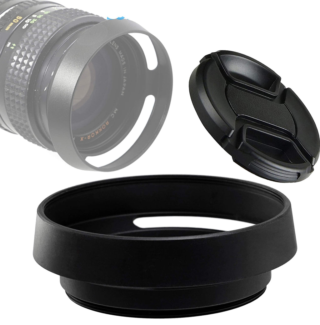 Fotasy 58mm Metal Curved Lens Hood, 58mm Vented Hood, 58mm Lens Hood for Fuji Leica Leitz Panasonic Olympus Panasonic Sony Lens, 58mm Screw-in Lens Hood