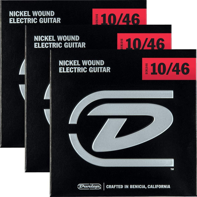 Dunlop 3PDEN1046 Nickel Wound Electric Guitar Strings, Medium, .010–.046, 3 Sets/Box 3-Pack