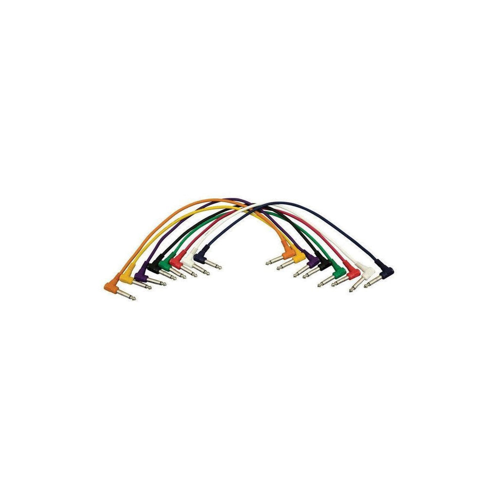 [AUSTRALIA] - On-Stage Hot Wires Right Angle 1/4" Patch Cables, 17" (8 Pack) Right angled 