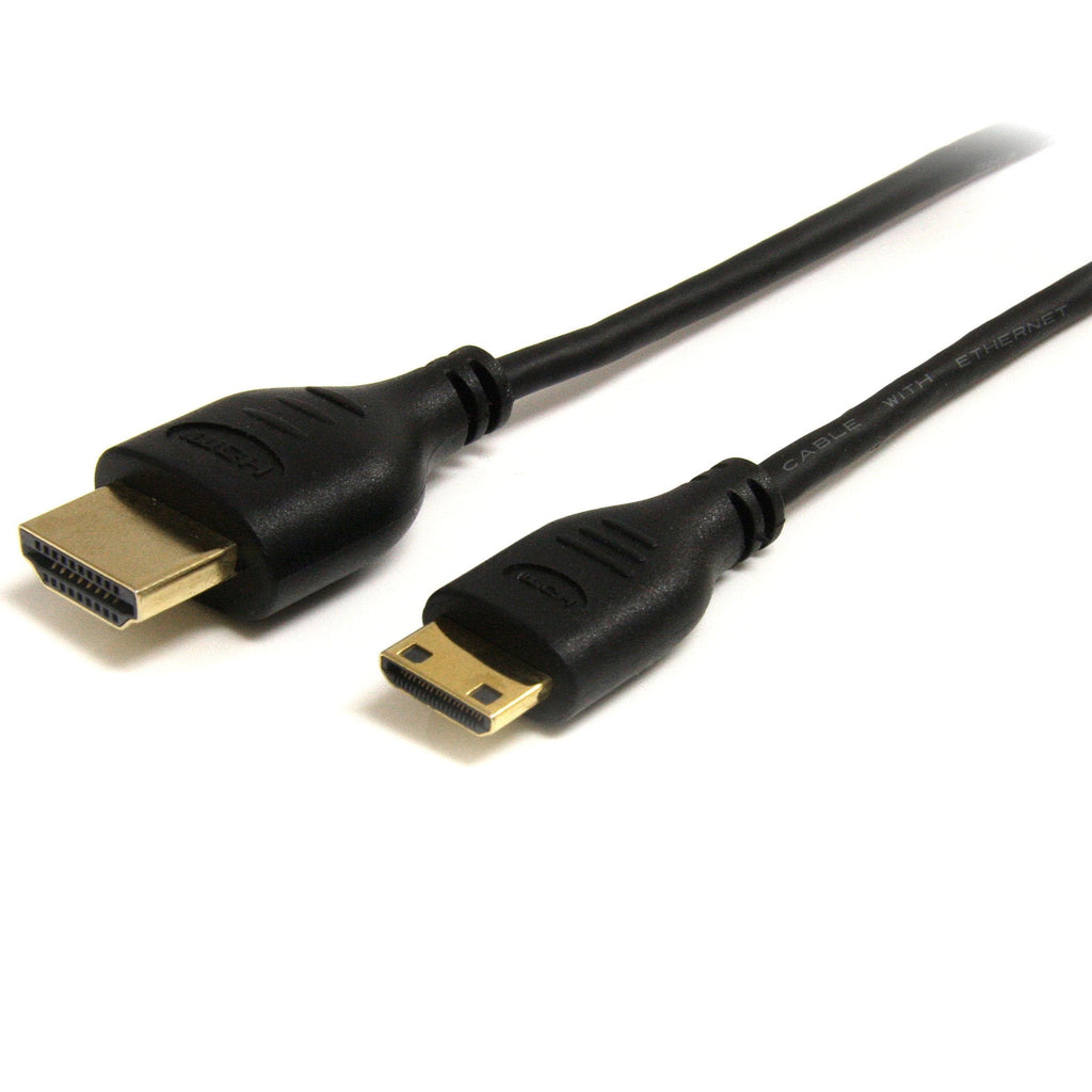 StarTech.com 3 ft Slim High Speed HDMI Cable with Ethernet - HDMI to HDMI Mini M/M (HDMIACMM3S),Black Standard 6 ft