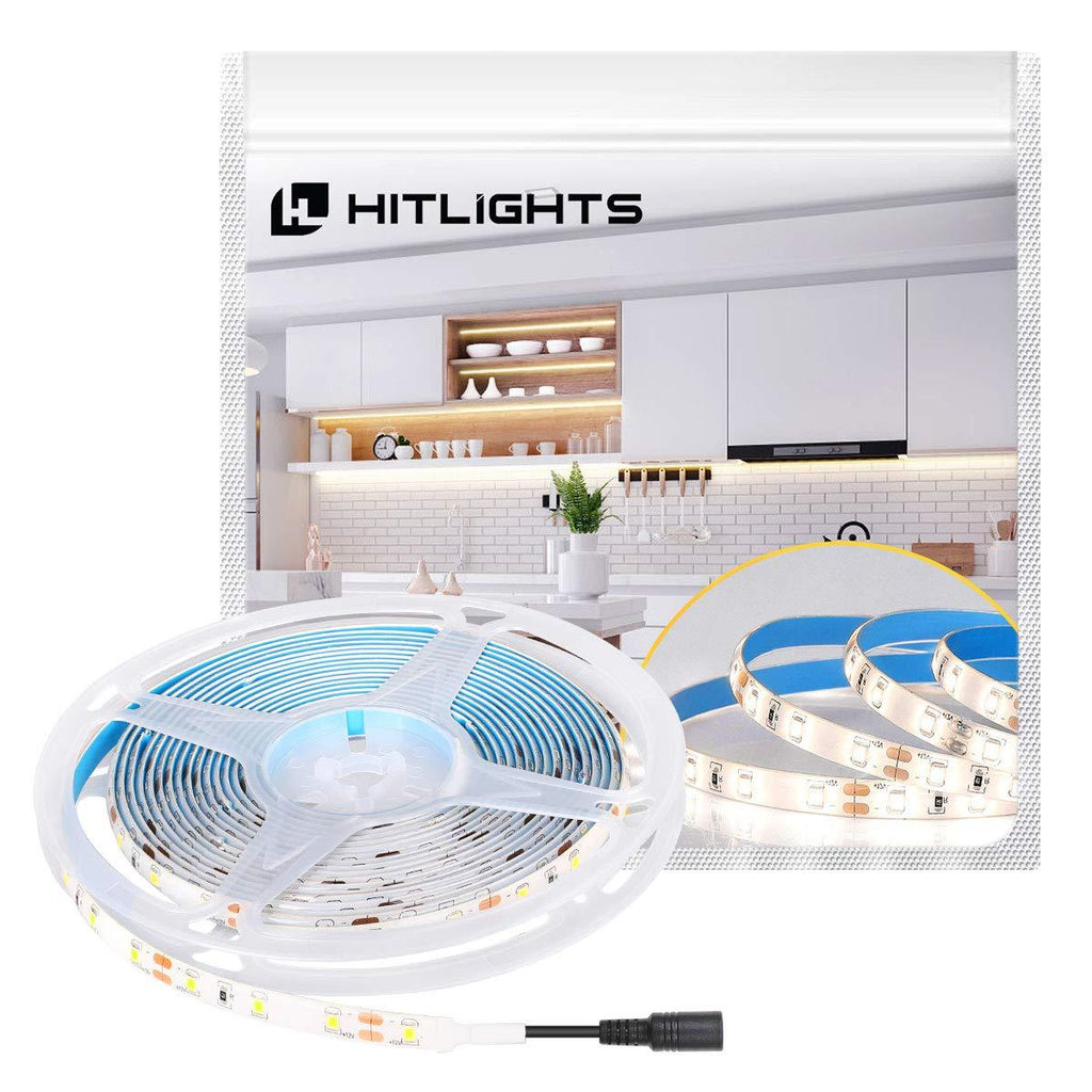 [AUSTRALIA] - HitLights LED Strip Lights Cool White SMD 300LED 16.4FT 3528 LED Light Strip 5000K 12V DC Tape Lights for Home Kitchen Party Under Cabinet and More 