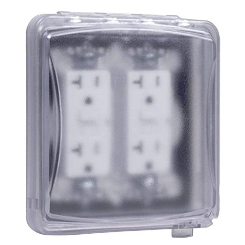 TayMac MM1410C 55-in-1 Configurations 2-Gang, Vertical Weatherproof Plastic Flat Cover, Clear