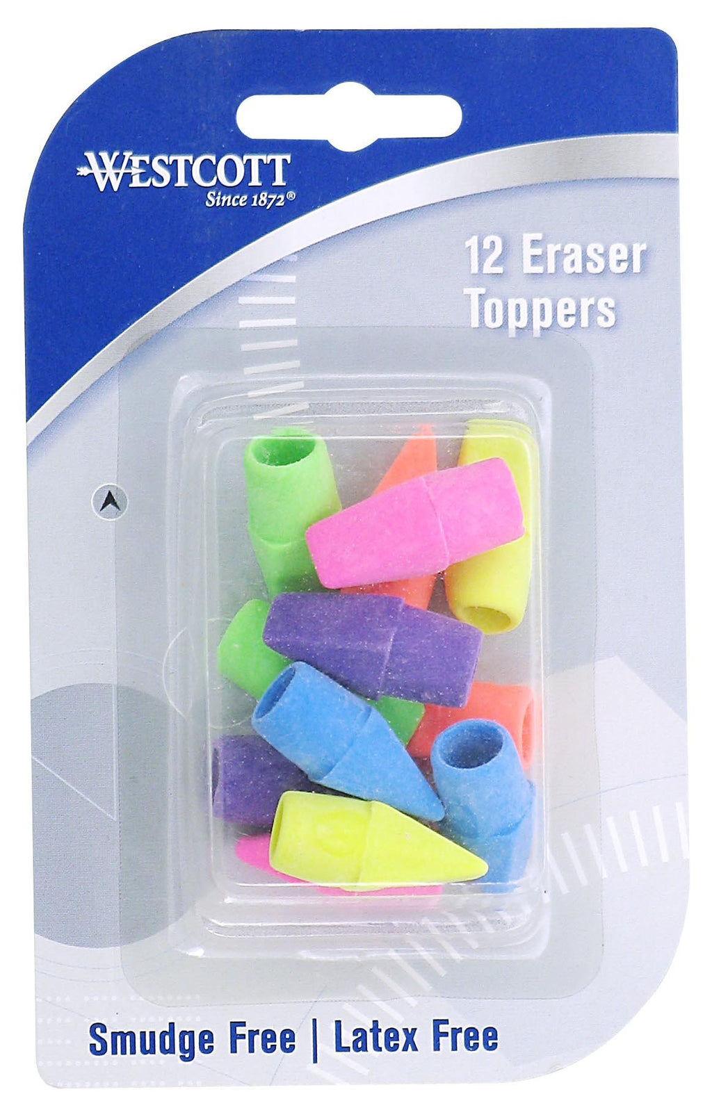 Westcott Eraser Toppers, 12 per Pack, Assorted Colors