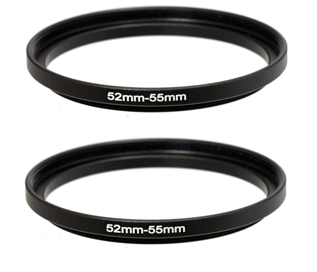 (2 Packs) 52-55MM Step-Up Ring Adapter, 52mm to 55mm Step Up Filter Ring, 52mm Male 55mm Female Stepping Up Ring for DSLR Camera Lens and ND UV CPL Infrared Filters