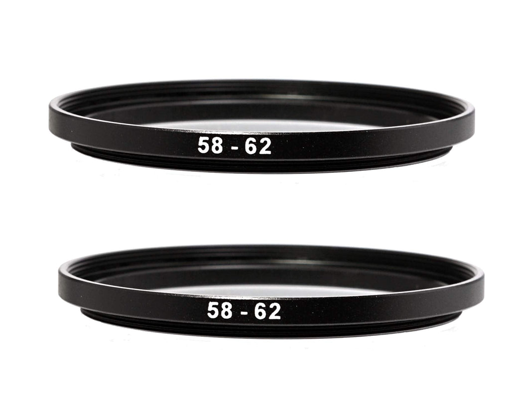 (2 Packs) 58-62MM Step-Up Ring Adapter, 58mm to 62mm Step Up Filter Ring, 58mm Male 62mm Female Stepping Up Ring for DSLR Camera Lens and ND UV CPL Infrared Filters