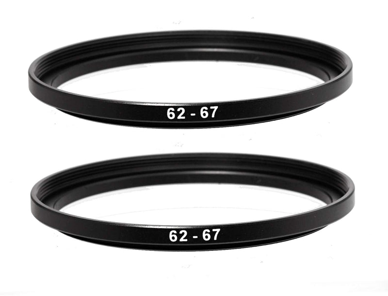 (2 Packs) 62-67MM Step-Up Ring Adapter, 62mm to 67mm Step Up Filter Ring, 62mm Male 67mm Female Stepping Up Ring for DSLR Camera Lens and ND UV CPL Infrared Filters