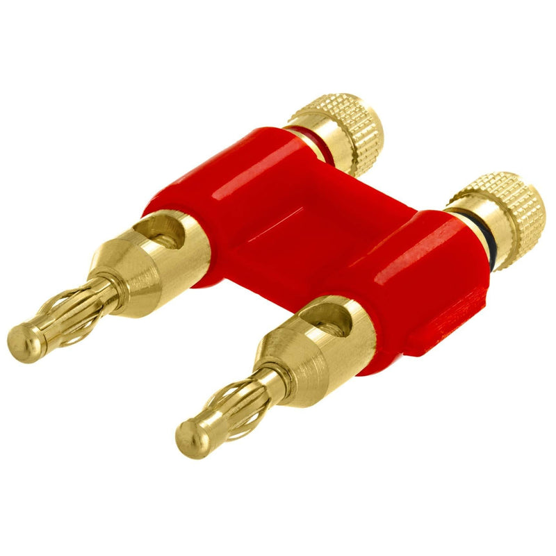 Cmple Dual Speaker Banana Plugs, 24k Gold Plated, Open Screw Type, Audio Plug for Amplifiers, Speakers - Red Single Dual(Red)