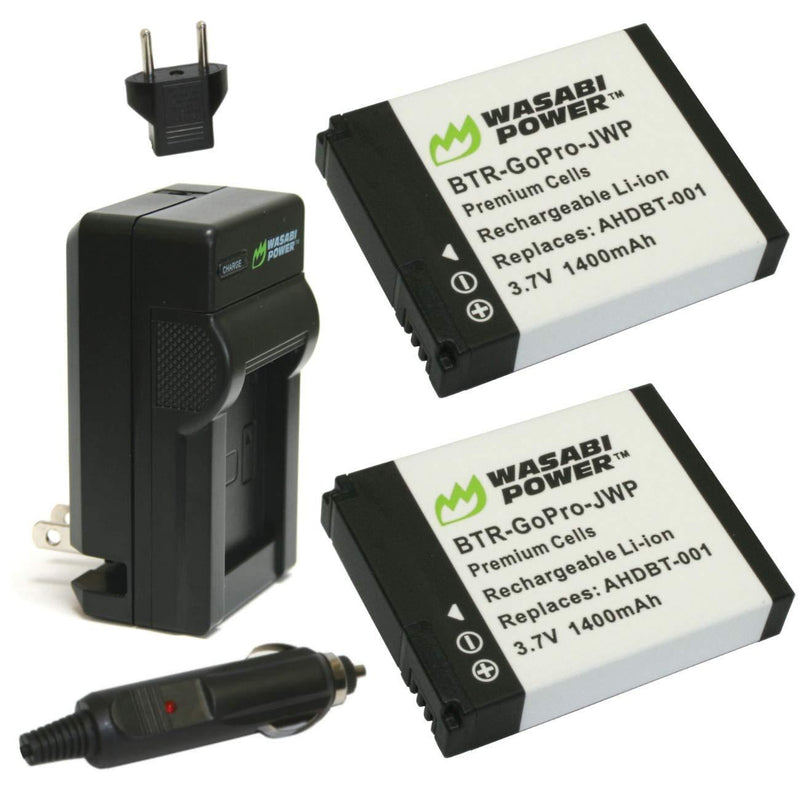[AUSTRALIA] - Wasabi Power Battery (2-Pack) and Charger for GoPro HD HERO2, GoPro Original HD HERO (2010 model) and GoPro AHDBT-001, AHDBT-002 