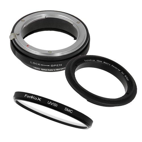 Fotodiox RB2A 49mm Macro Reverse Ring Kit with G and DX Type Lens Aperture Control, and 52mm UV Protector fits Nikon D1, D1H, D1X, D2H, D2X, D2Hs, D2Xs, D3, D3X, D3s, D4, D100, D200, D300, D300S, D700, D800, D800E, D40, D50, D60, D70, D70S, D80, D40X, ...