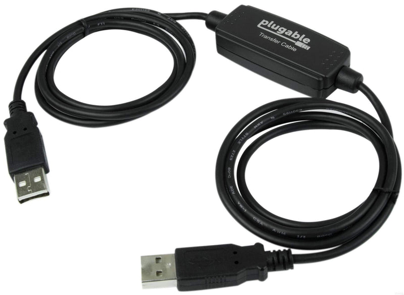 Plugable USB 2.0 Transfer Cable, Unlimited Use, Transfer Data Between 2 Windows PC's, Compatible with Windows 10, 8.1, 8, 7, Vista, XP, Bravura Easy Computer Sync Software Included