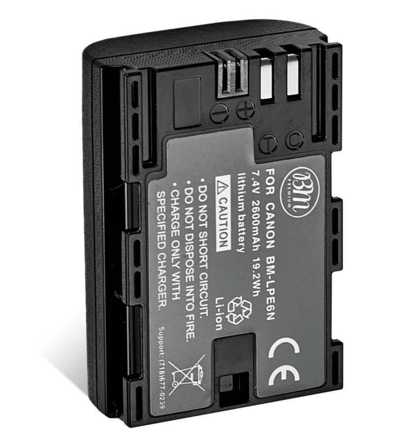 BM Premium LP-E6N Battery for Canon EOS R, EOS R5, EOS 90D, EOS 60D, EOS 70D, EOS 80D, EOS 5D II, EOS 5D III, EOS 5D IV, EOS 5Ds, EOS 6D, EOS 6D II, EOS 7D, EOS 7D Mark II, C700, XC10, XC15 Cameras