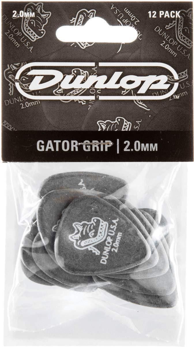 Dunlop 417P2.0 Gator Grip, Black, 2.0mm, 12/Player's Pack