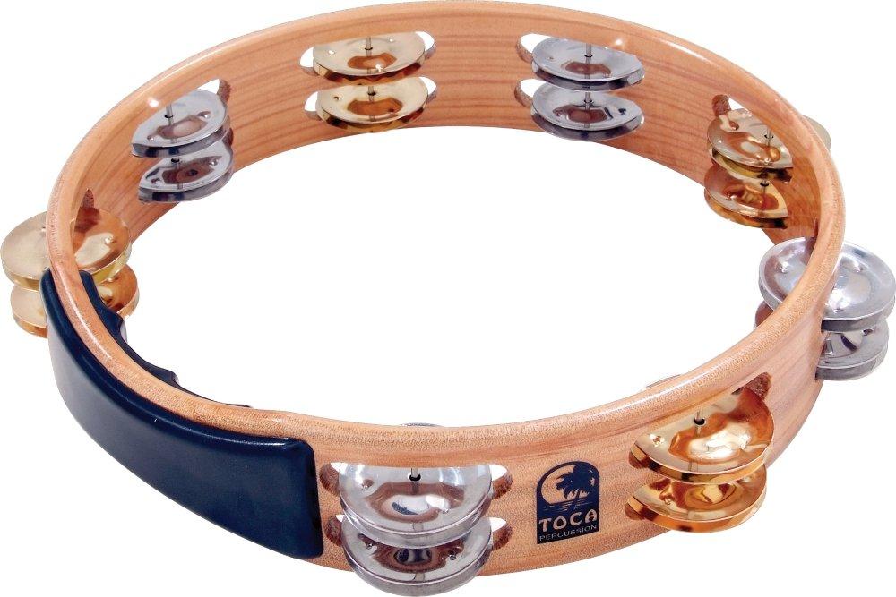 Toca Acacia Tambourine with Brass/Nickel Jingles 10 in.